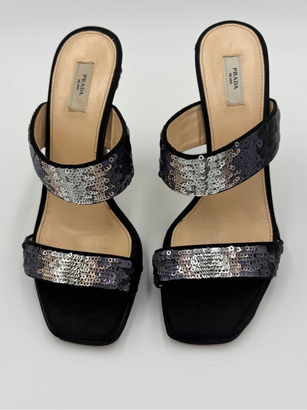 Prada Runway sequin Heels Sandals Slingback Mules 90s Size 35 US 5 New - Picture 4 of 16
